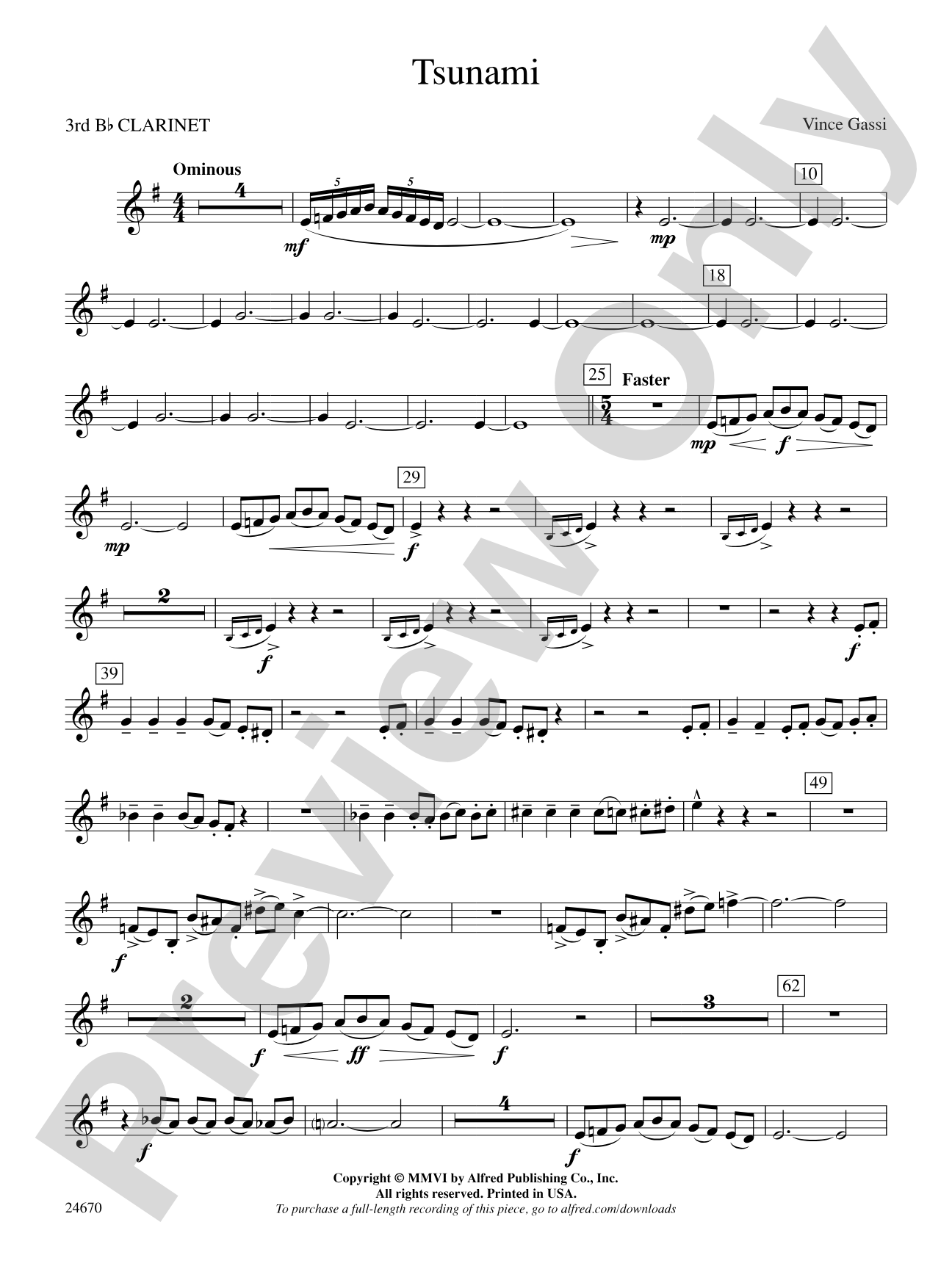 Tsunami: 3rd B-flat Clarinet