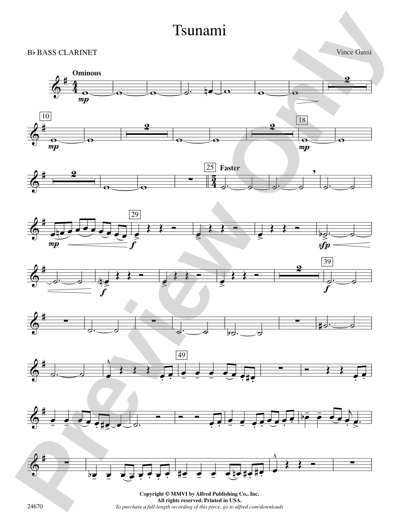 Tsunami: B-flat Bass Clarinet