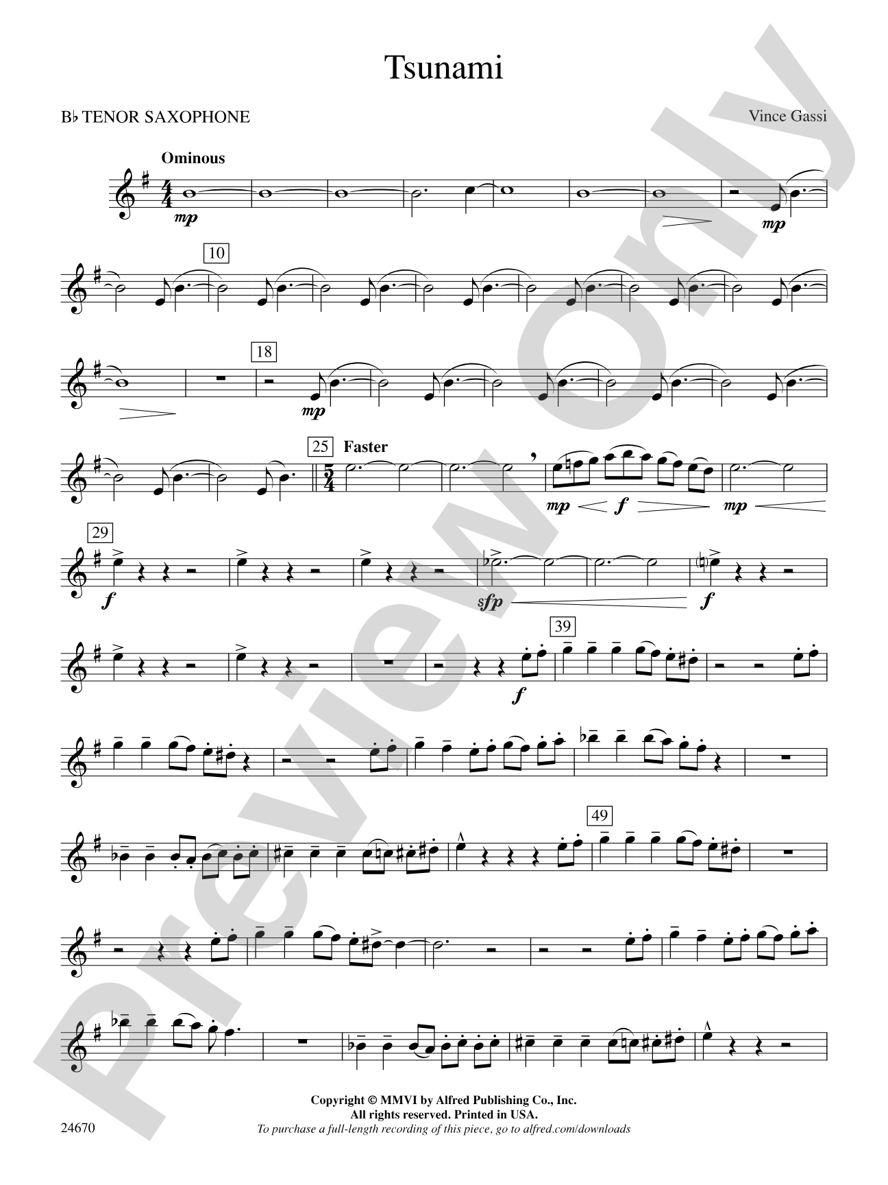 Tsunami: B-flat Tenor Saxophone