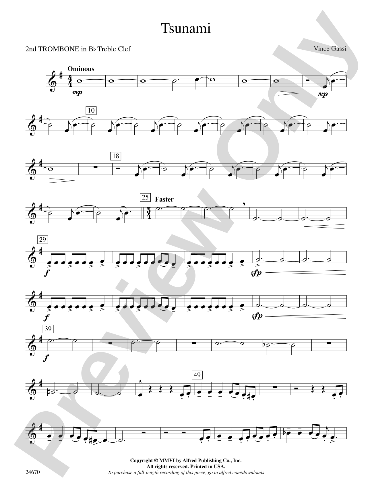 Tsunami: (wp) 2nd B-flat Trombone T.C.