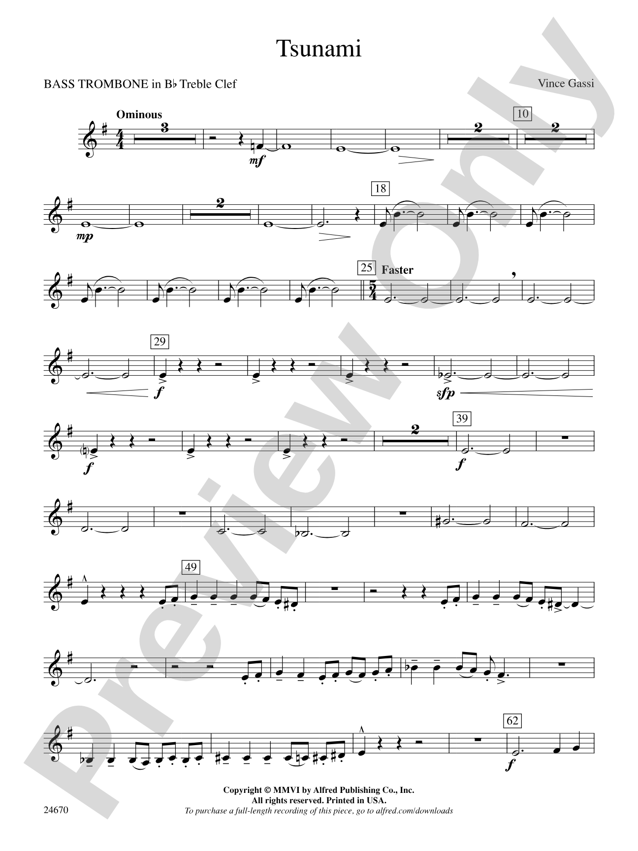Tsunami: (wp) 3rd B-flat Trombone T.C.