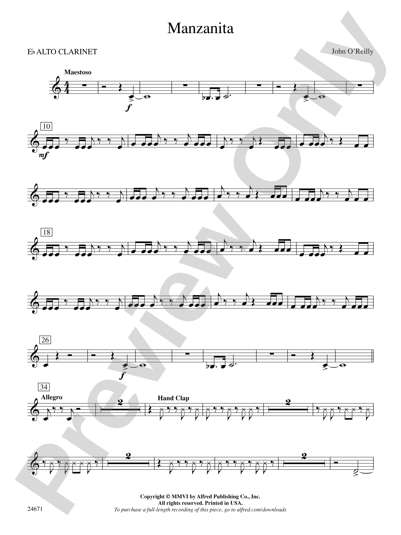 Manzanita: E-flat Alto Clarinet