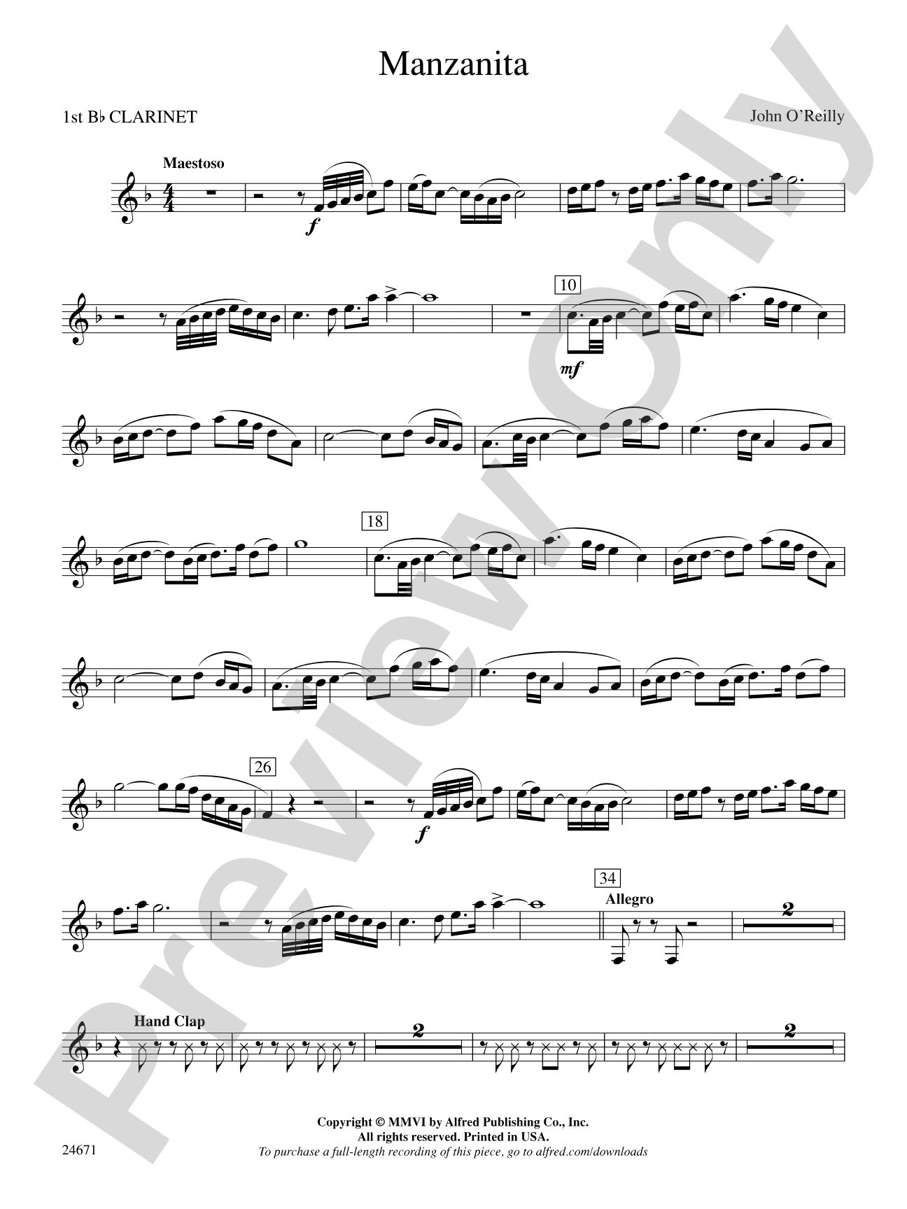 Manzanita: 1st B-flat Clarinet