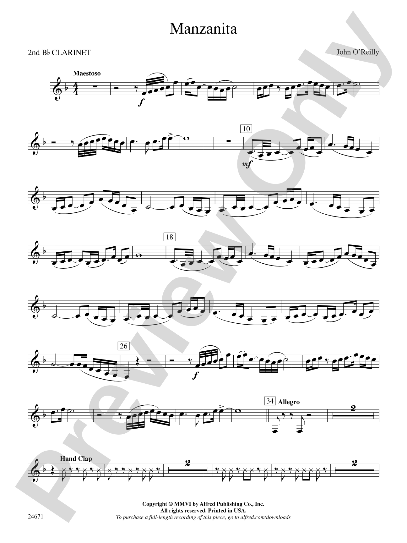 Manzanita: 2nd B-flat Clarinet
