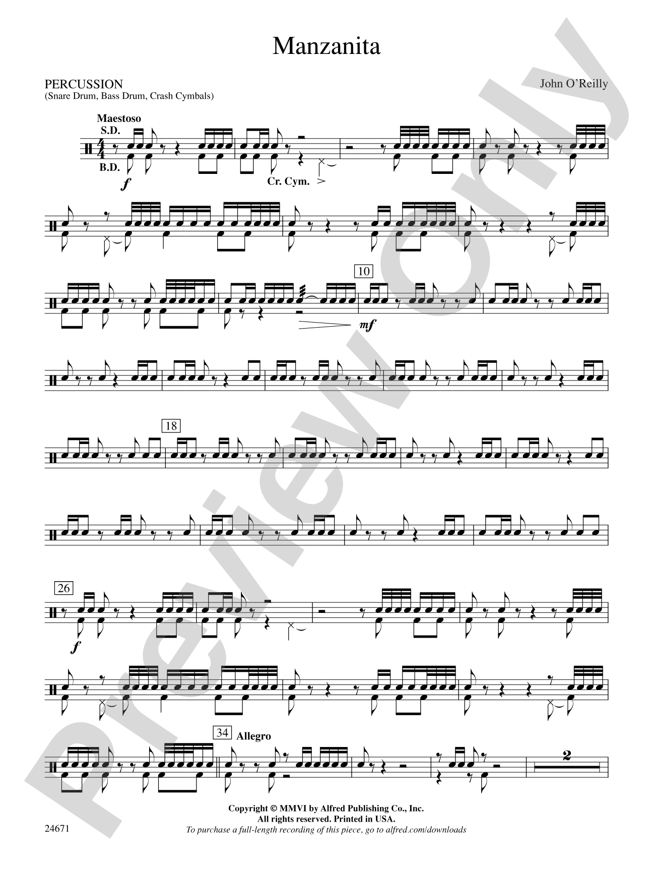 Manzanita: 1st Percussion