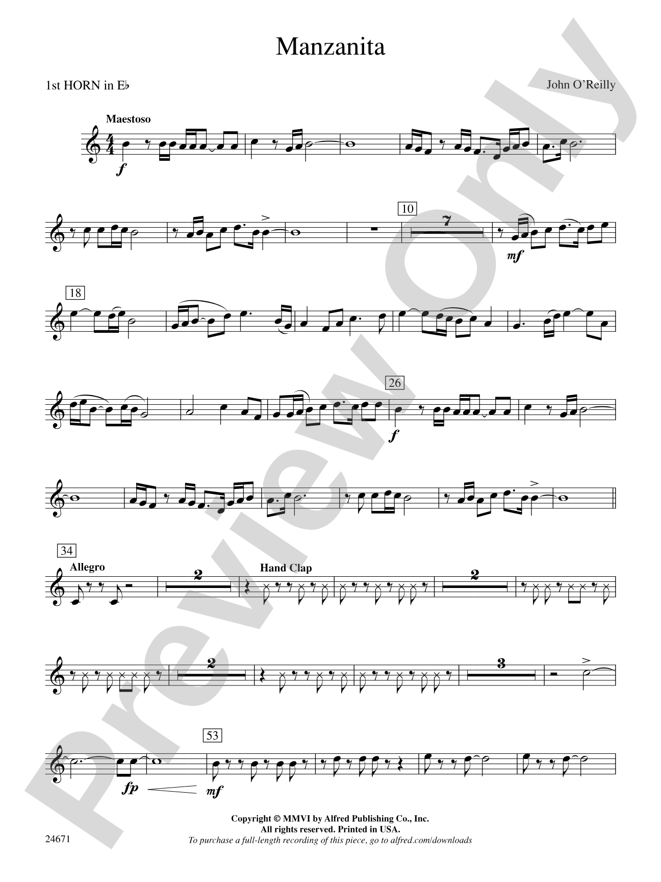Manzanita: (wp) 1st Horn in E-flat
