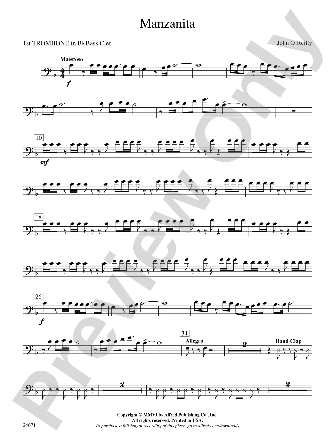 Manzanita: (wp) 1st B-flat Trombone B.C.