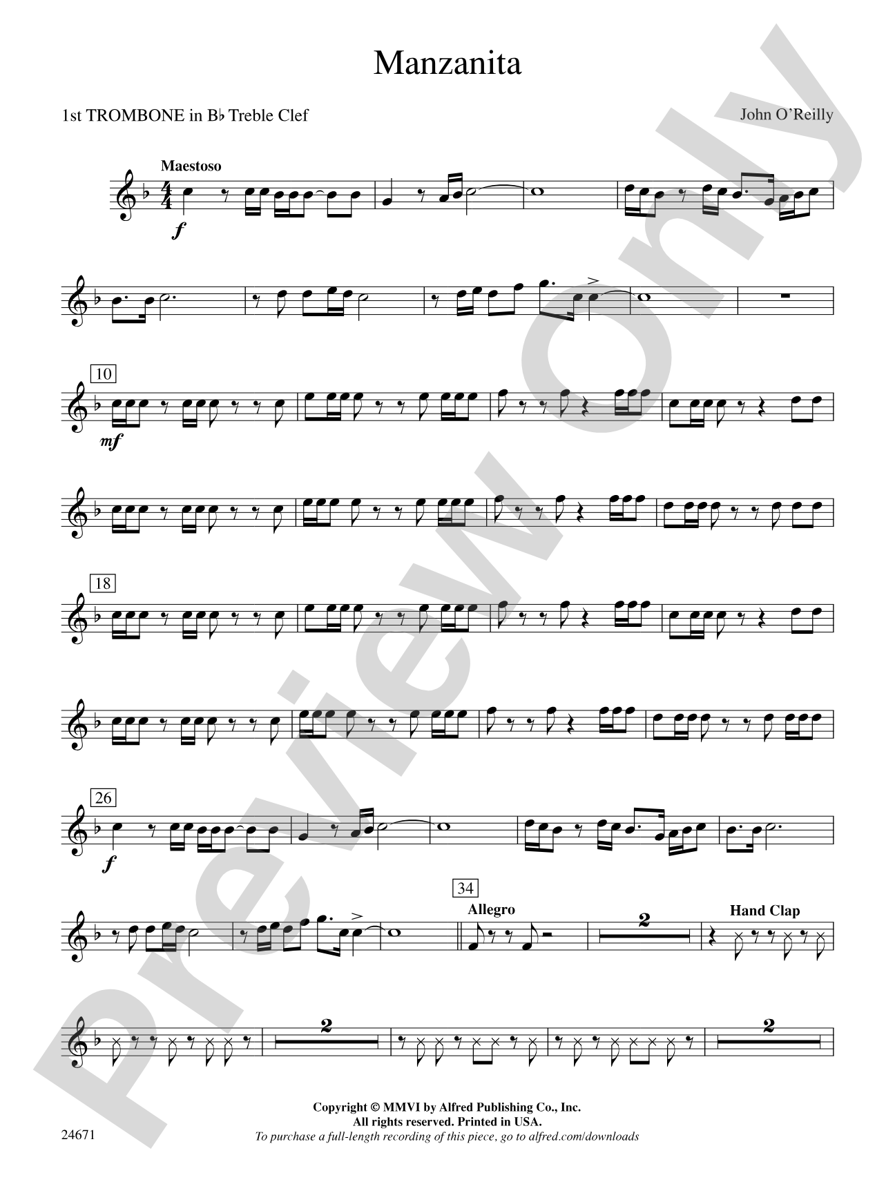 Manzanita: (wp) 1st B-flat Trombone T.C.