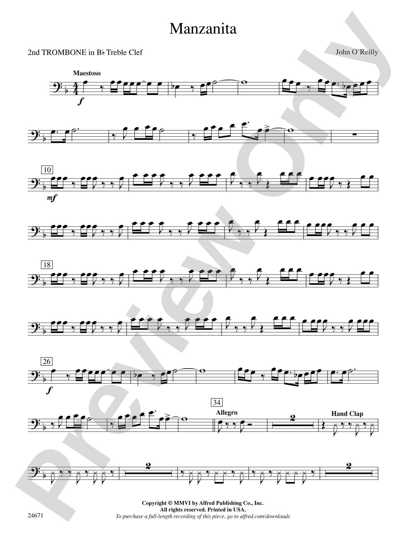 Manzanita: (wp) 2nd B-flat Trombone B.C.