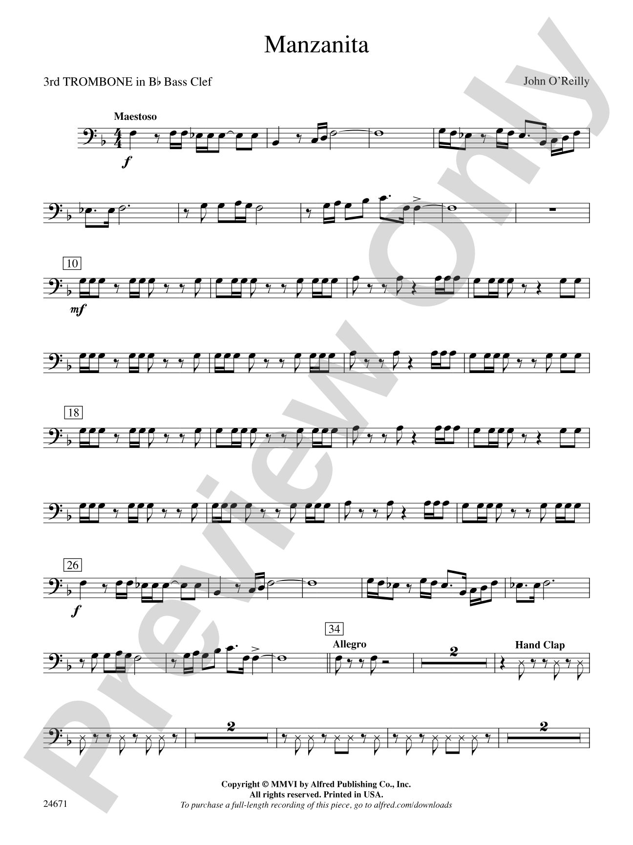 Manzanita: (wp) 3rd B-flat Trombone B.C.