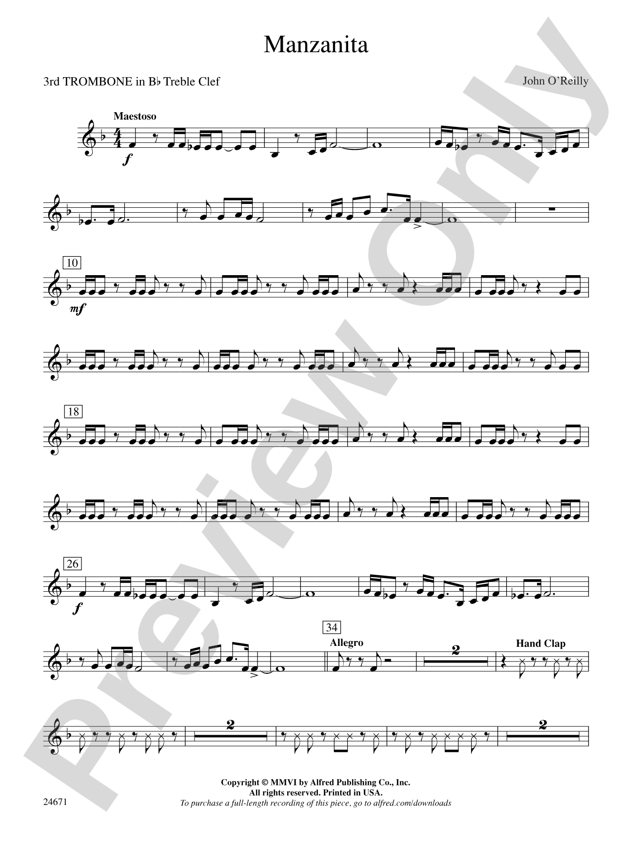 Manzanita: (wp) 3rd B-flat Trombone T.C.