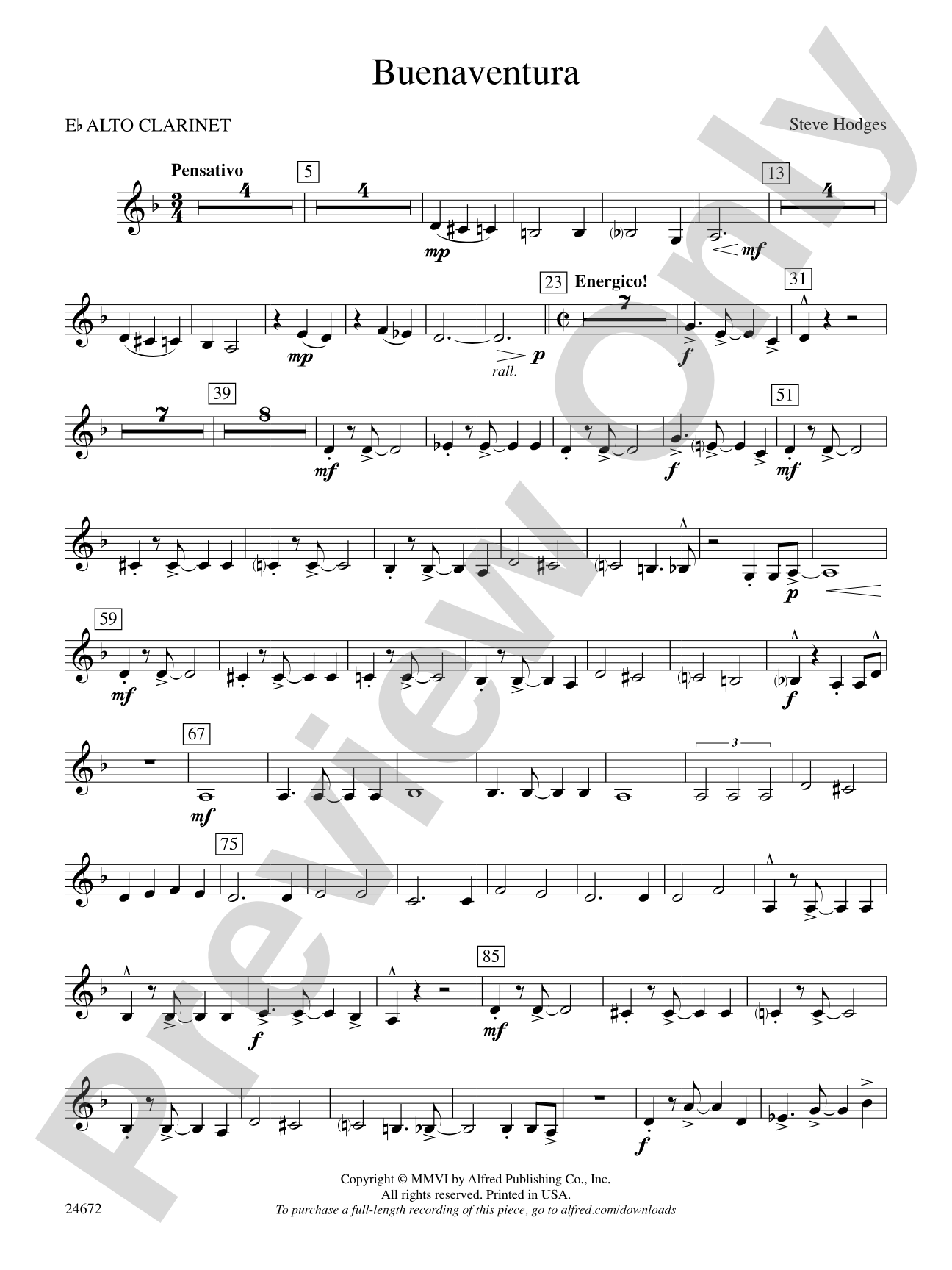 Buenaventura: E-flat Alto Clarinet