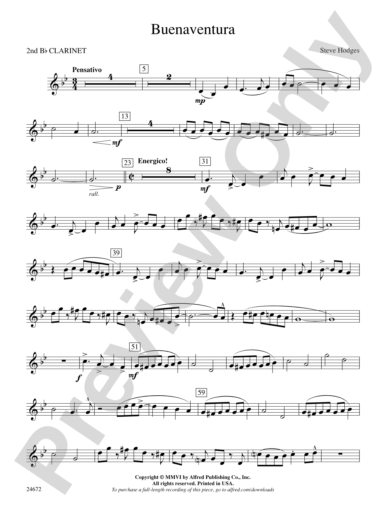 Buenaventura: 2nd B-flat Clarinet