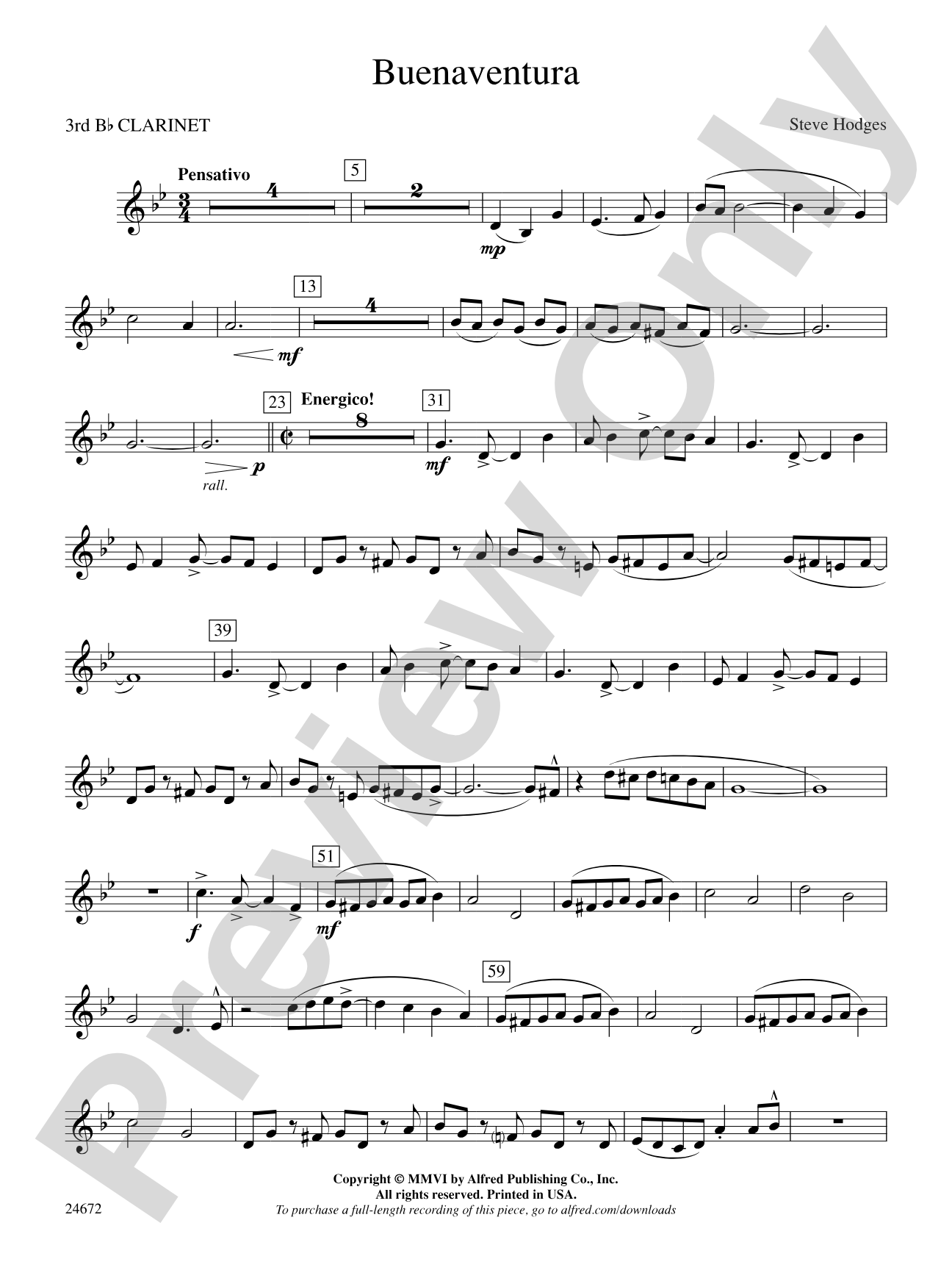Buenaventura: 3rd B-flat Clarinet