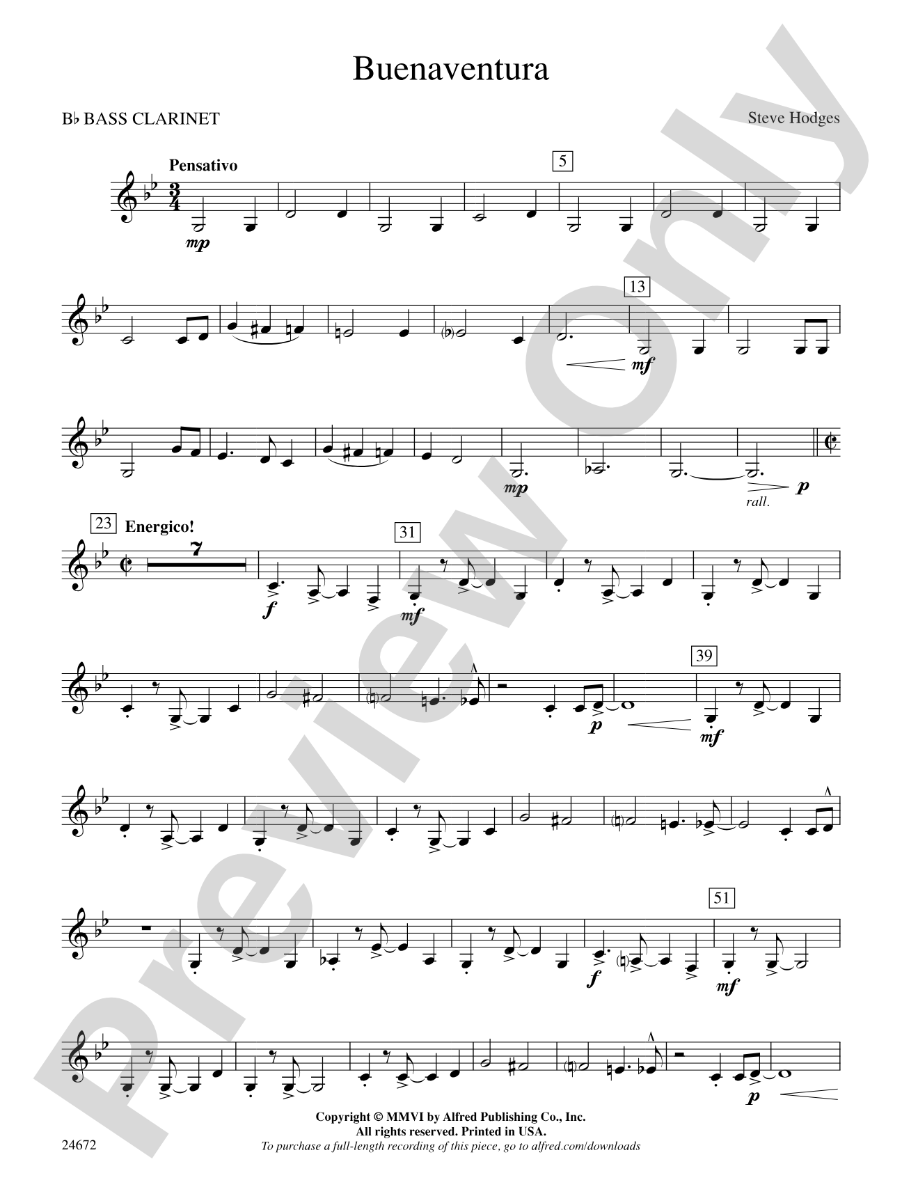 Buenaventura: B-flat Bass Clarinet