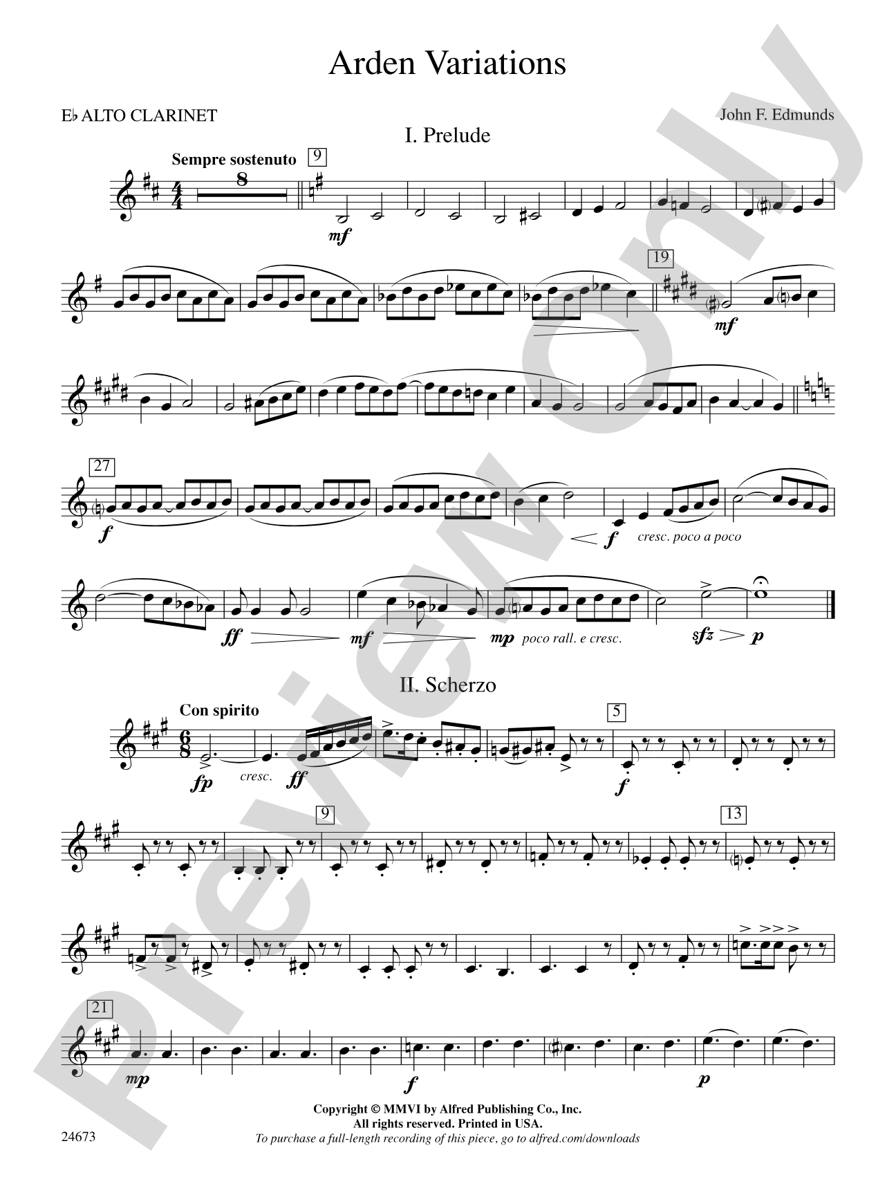 Arden Variations: E-flat Alto Clarinet