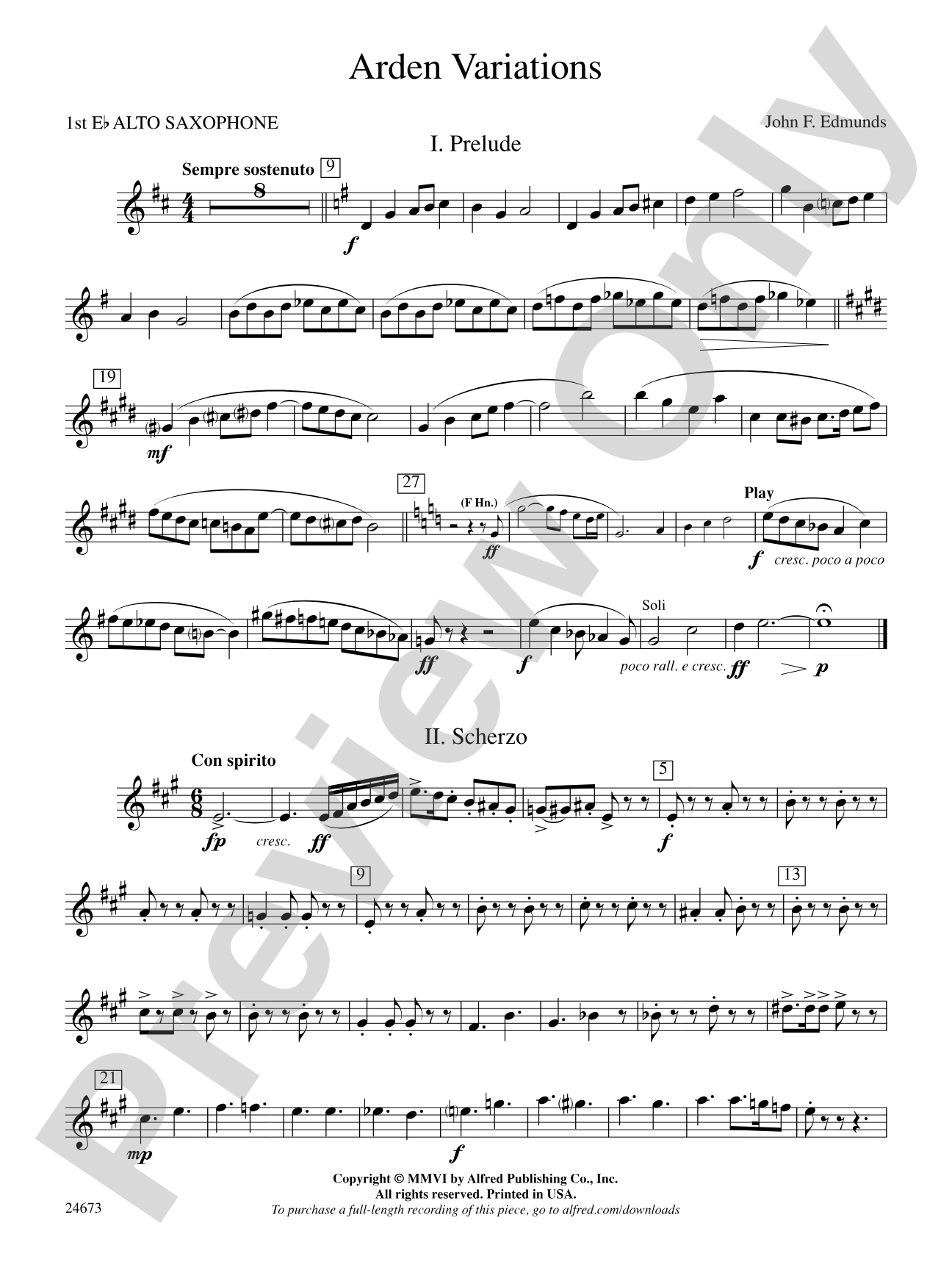 Arden Variations: E-flat Alto Saxophone