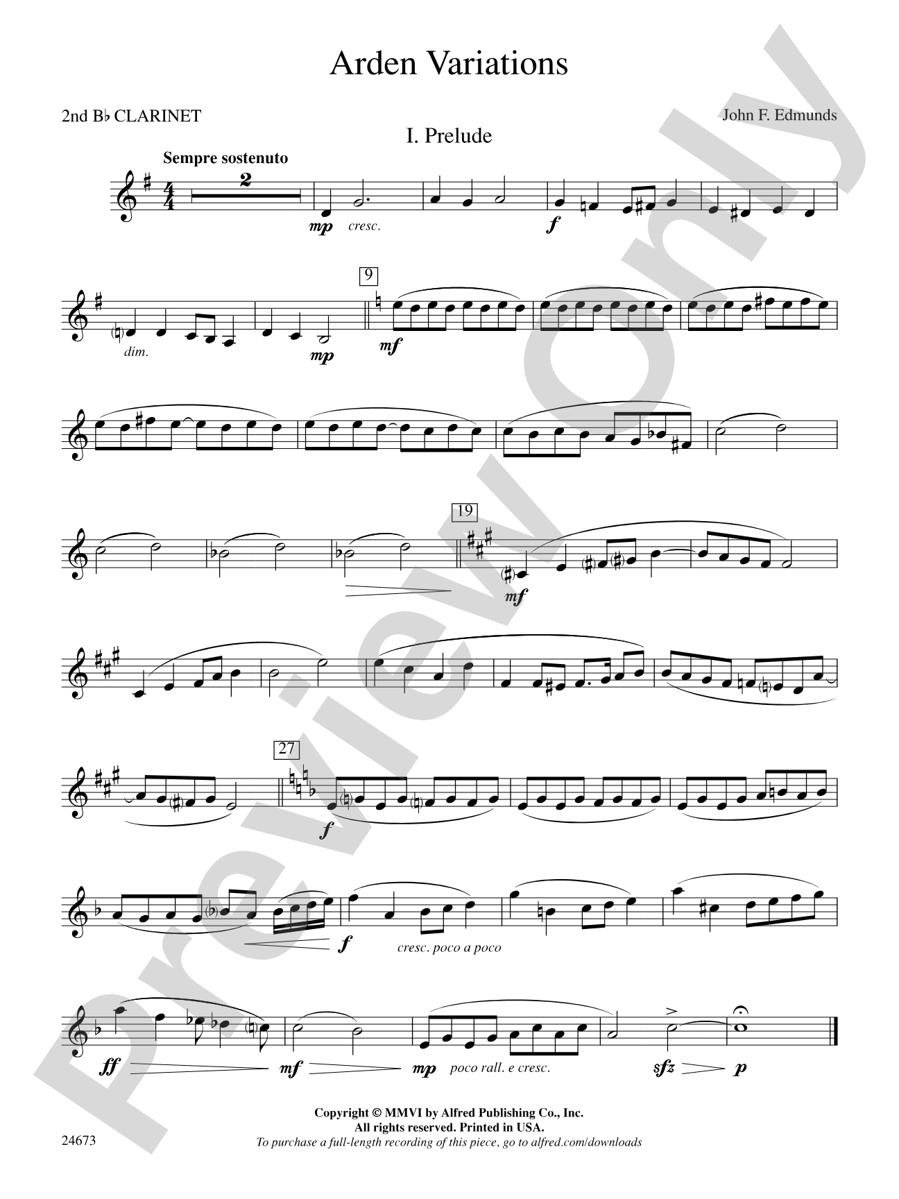 Arden Variations: 2nd B-flat Clarinet