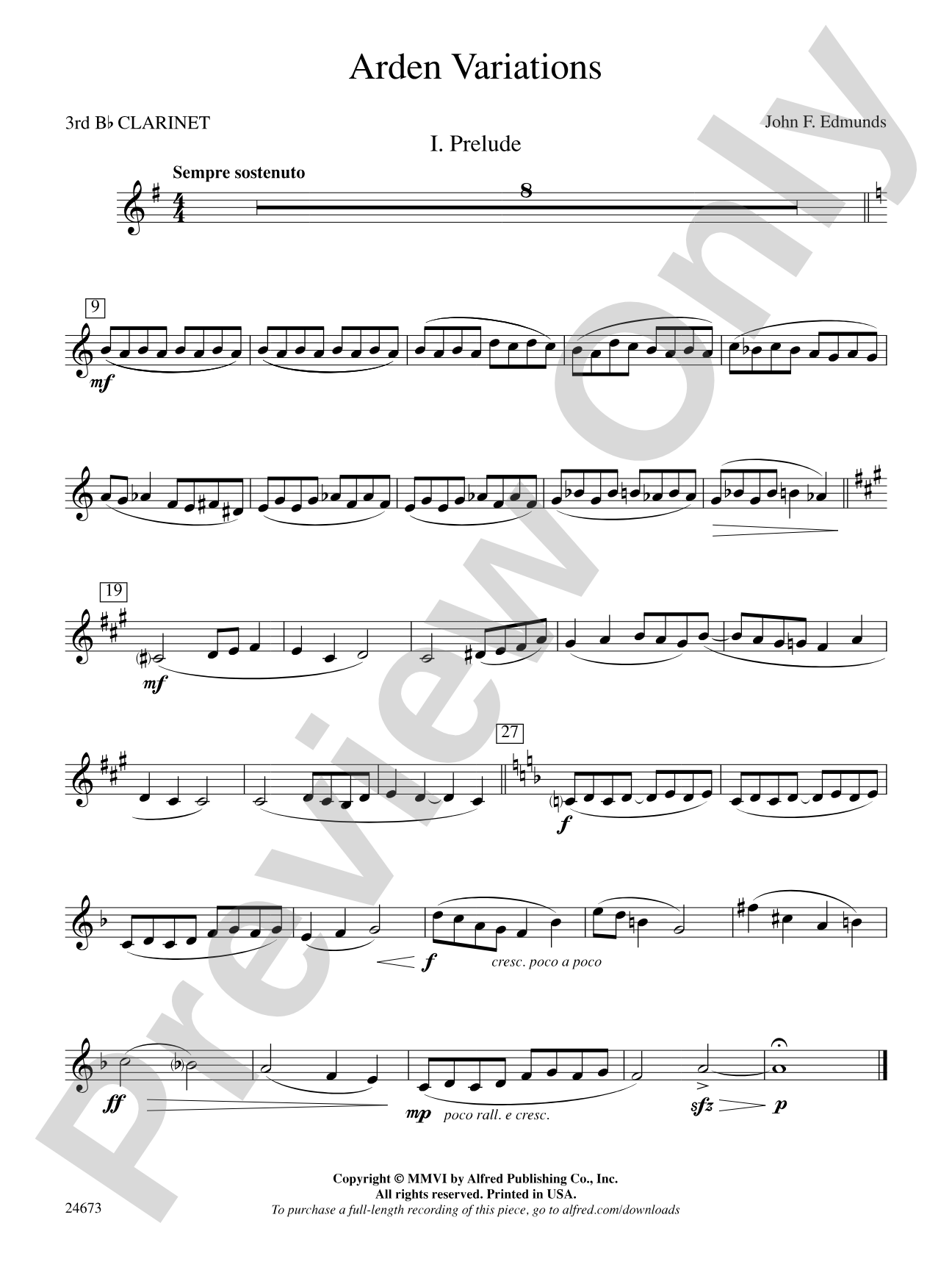 Arden Variations: 3rd B-flat Clarinet