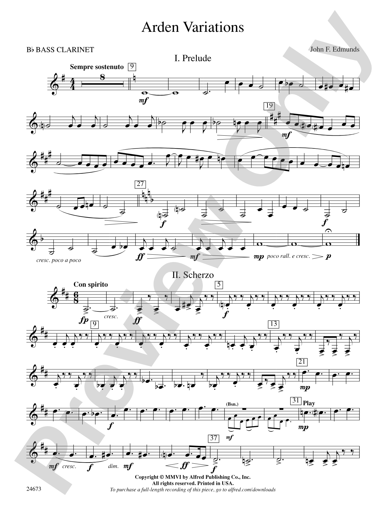 Arden Variations: B-flat Bass Clarinet
