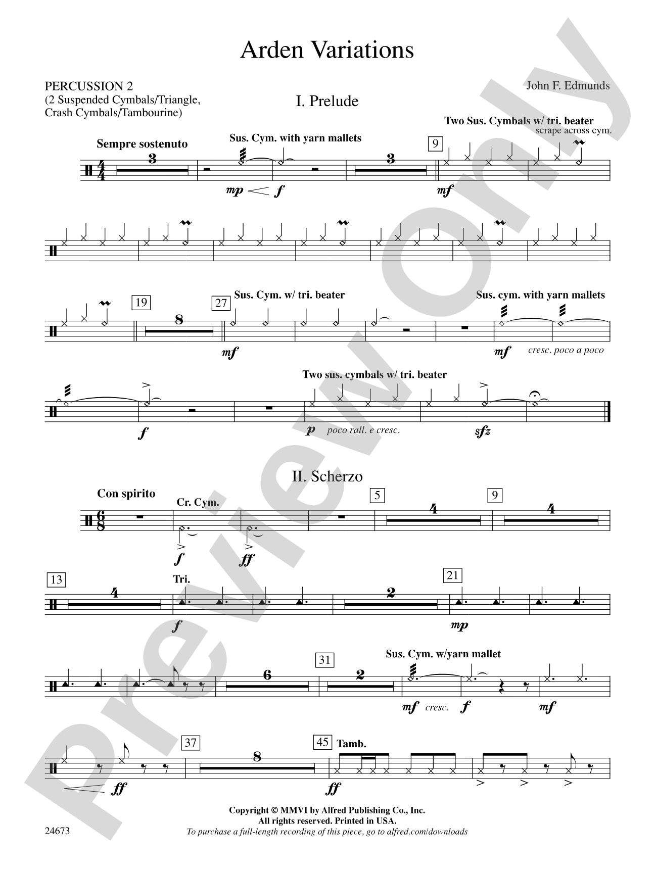 Arden Variations: 2nd Percussion