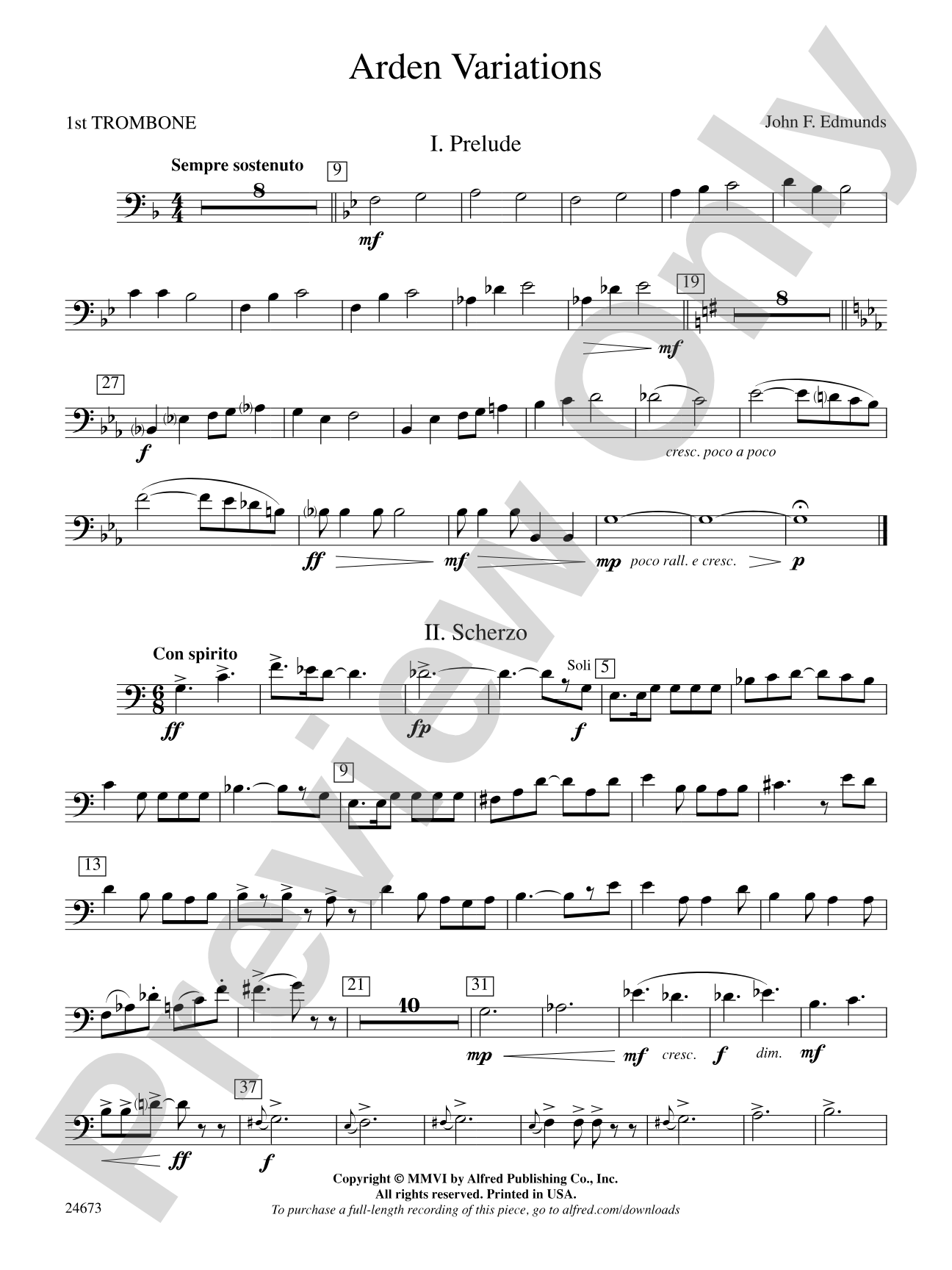 Arden Variations: 1st Trombone