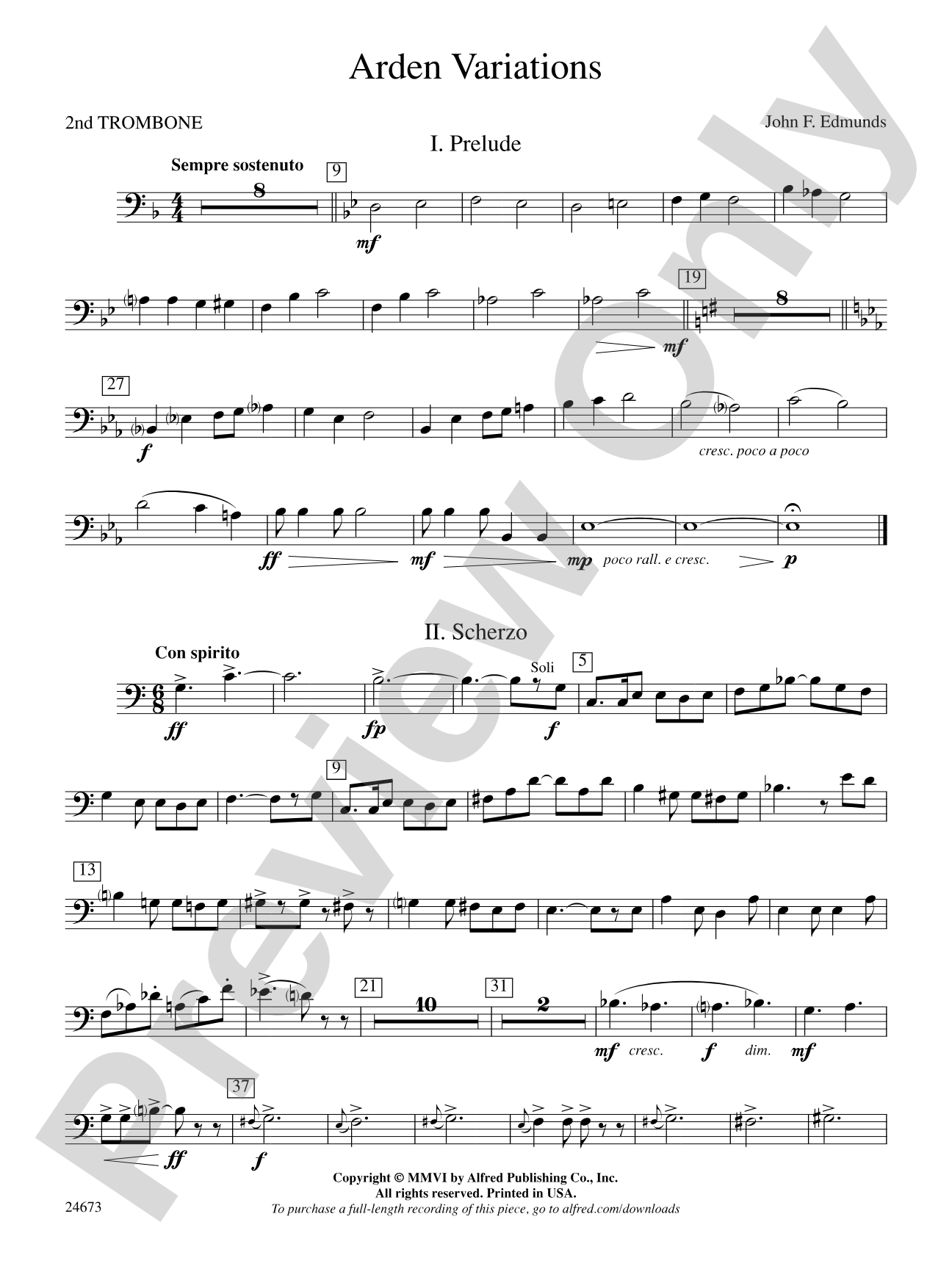 Arden Variations: 2nd Trombone
