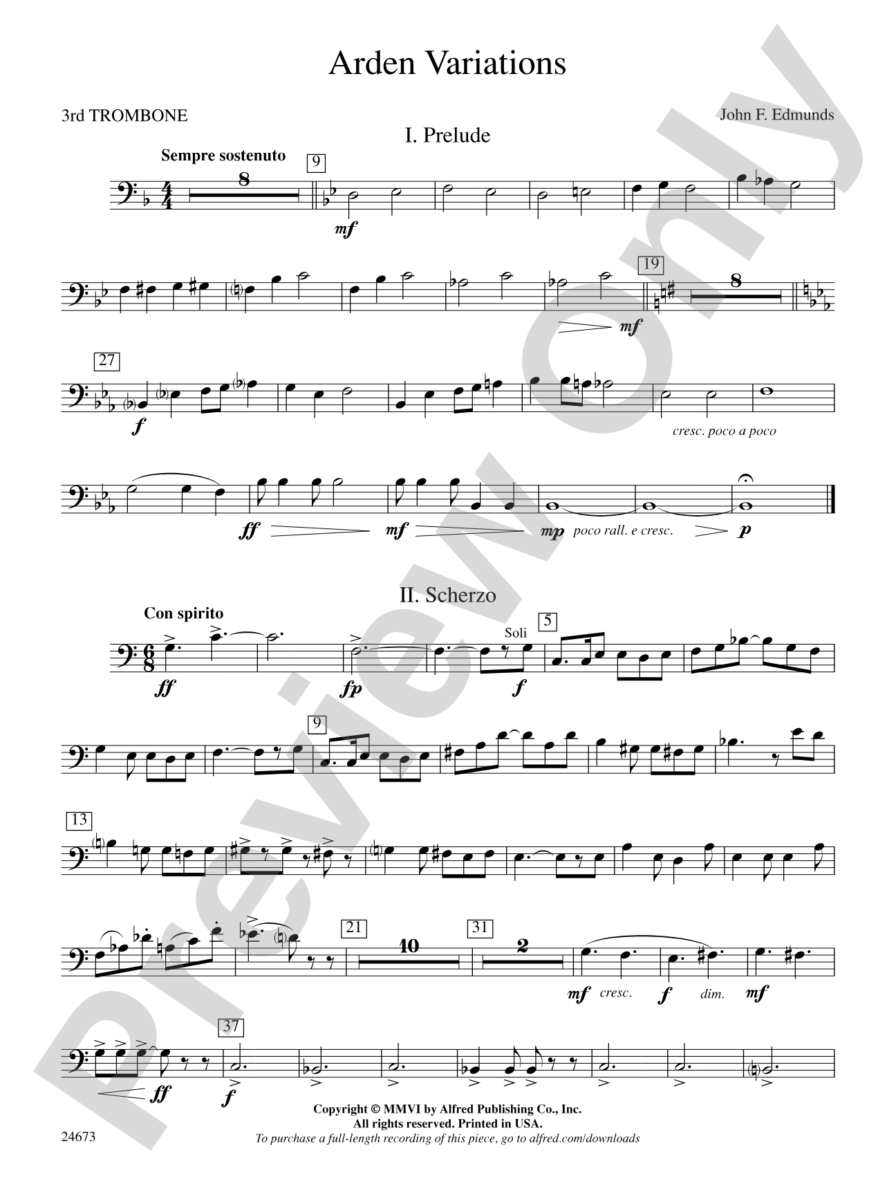 Arden Variations: 3rd Trombone