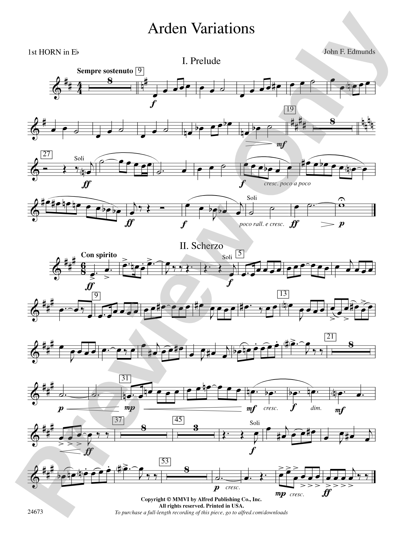 Arden Variations: (wp) 1st Horn in E-flat