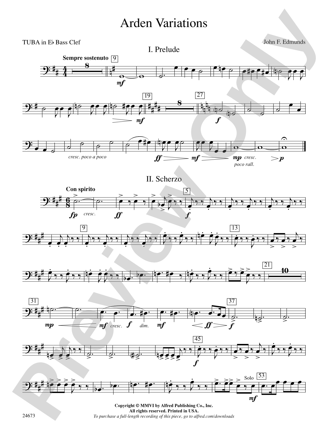 Arden Variations: (wp) E-flat Tuba B.C.