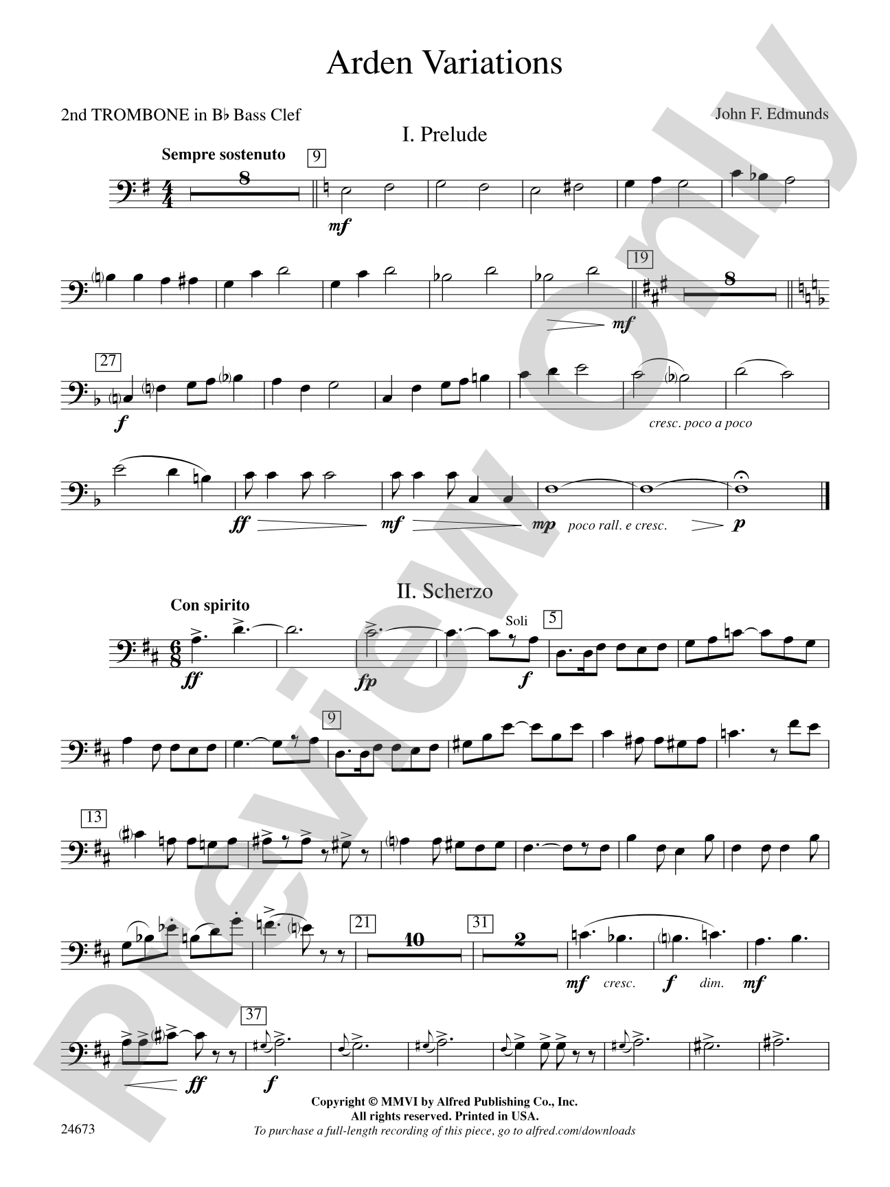 Arden Variations: (wp) 2nd B-flat Trombone B.C.