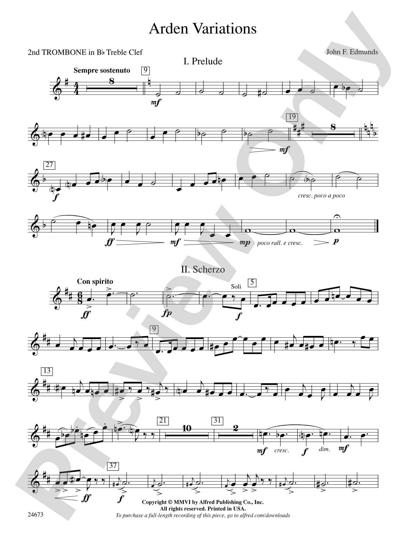 Arden Variations: (wp) 2nd B-flat Trombone T.C.