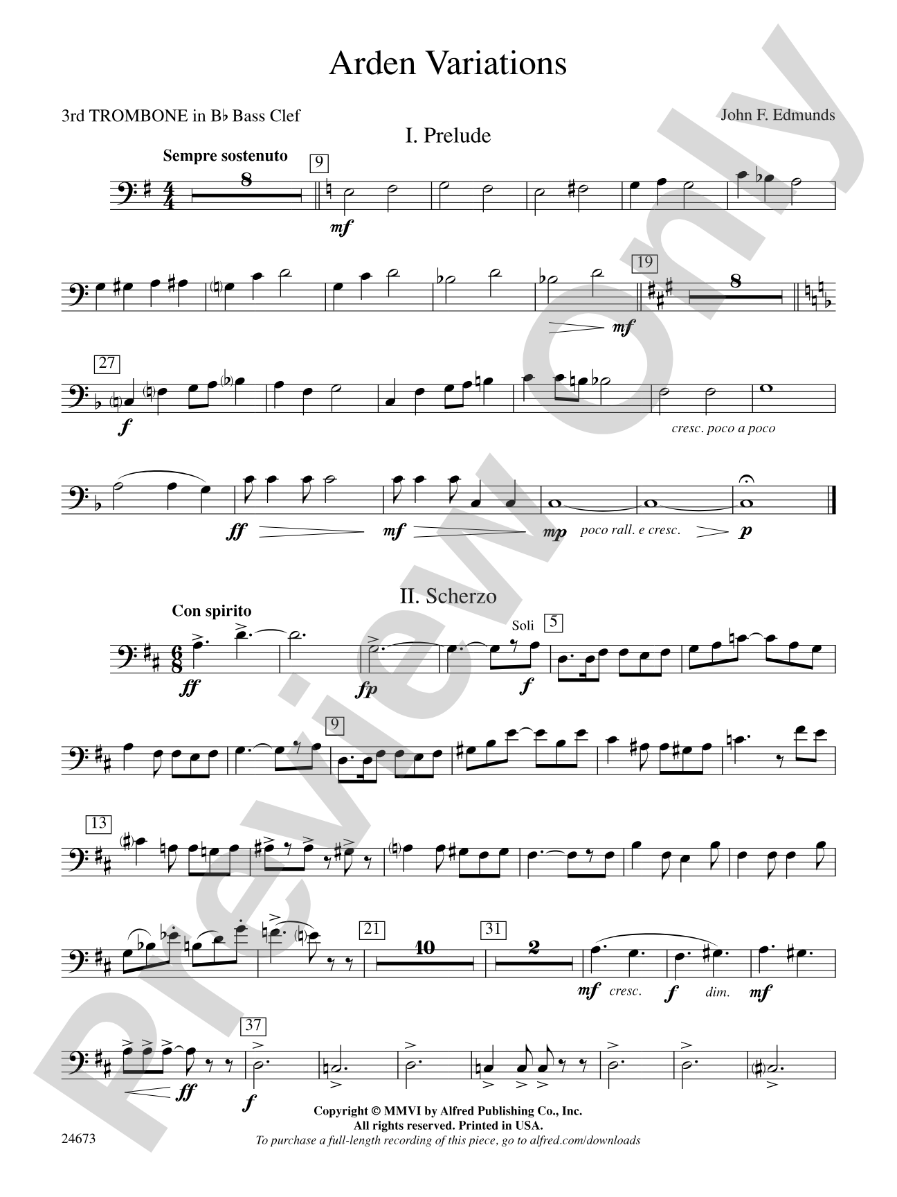 Arden Variations: (wp) 3rd B-flat Trombone B.C.
