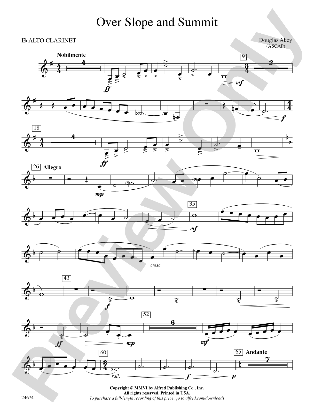 Over Slope and Summit: E-flat Alto Clarinet