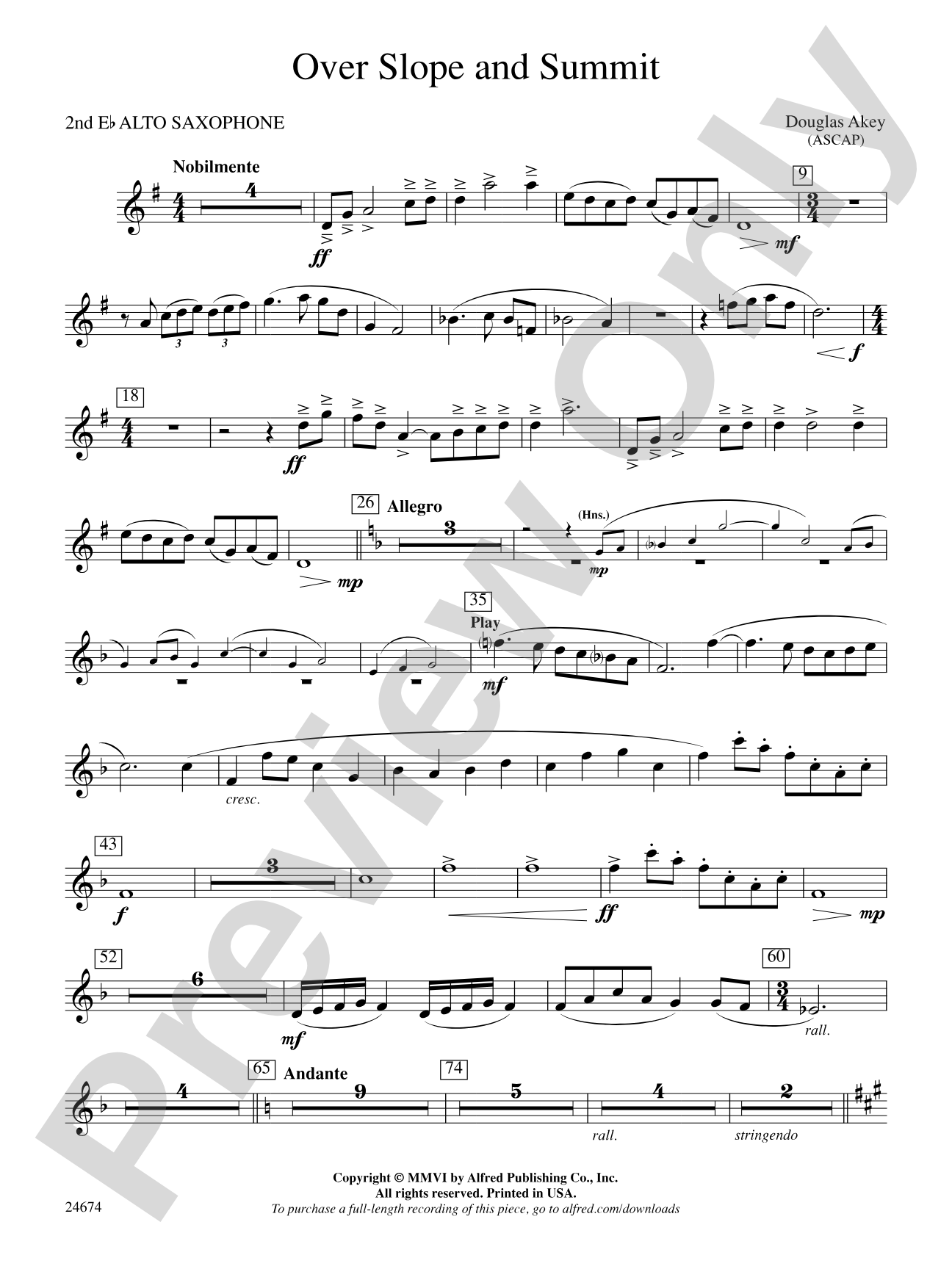 Over Slope and Summit: 2nd E-flat Alto Saxophone