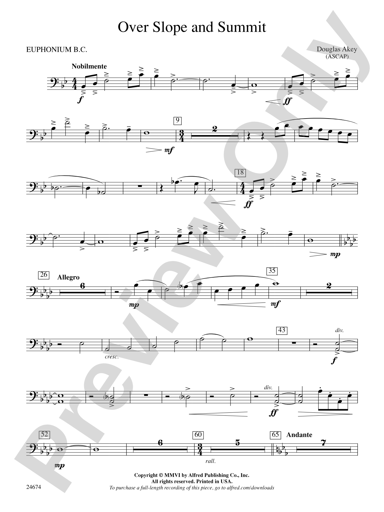 Over Slope and Summit: Baritone B.C.