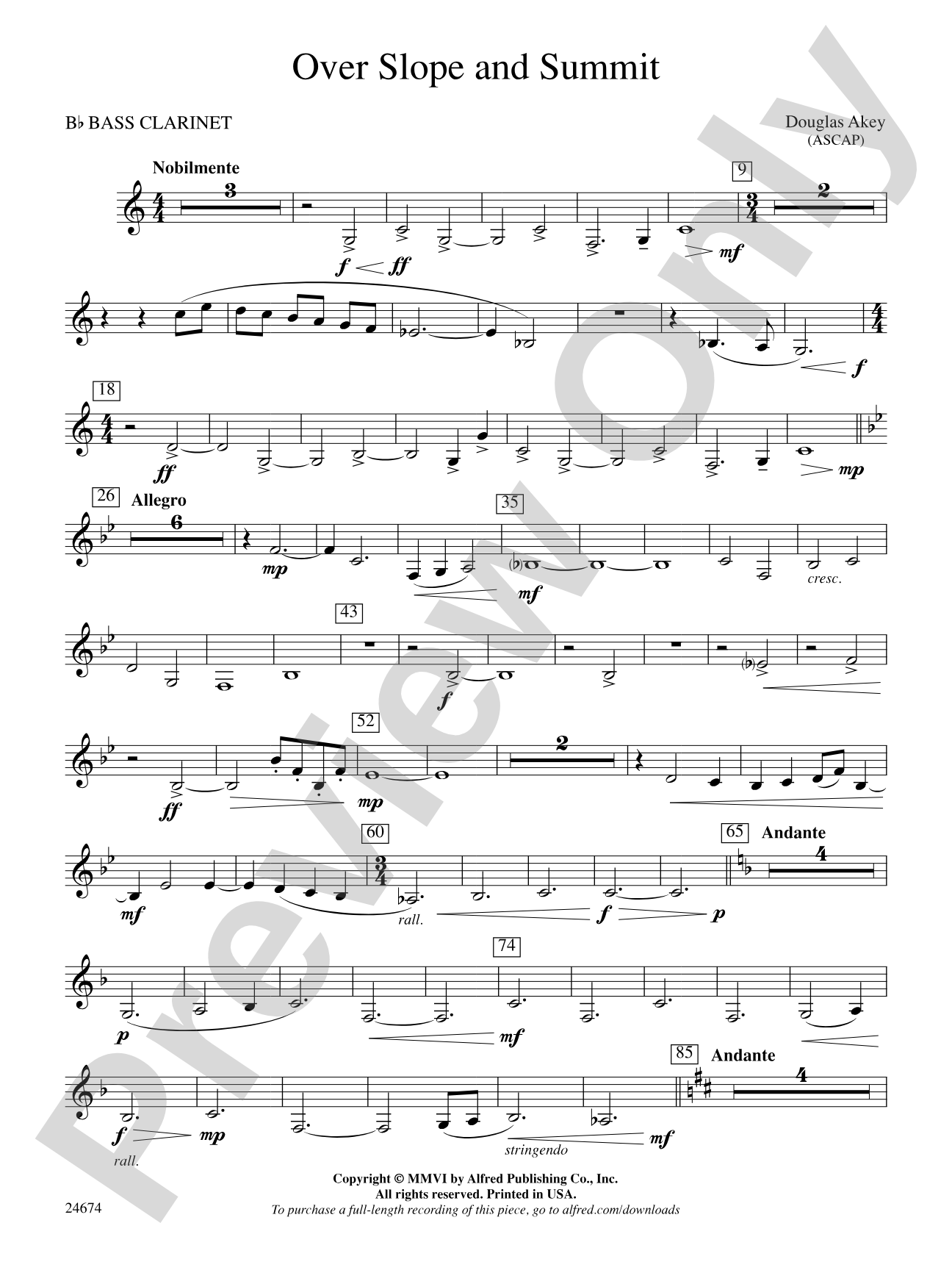 Over Slope and Summit: B-flat Bass Clarinet