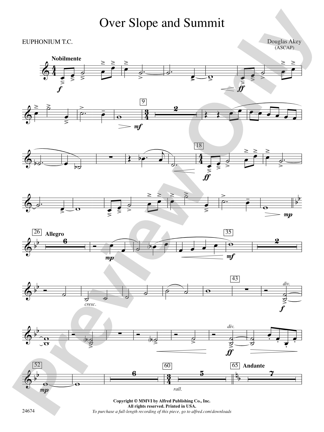 Over Slope and Summit: Baritone T.C.