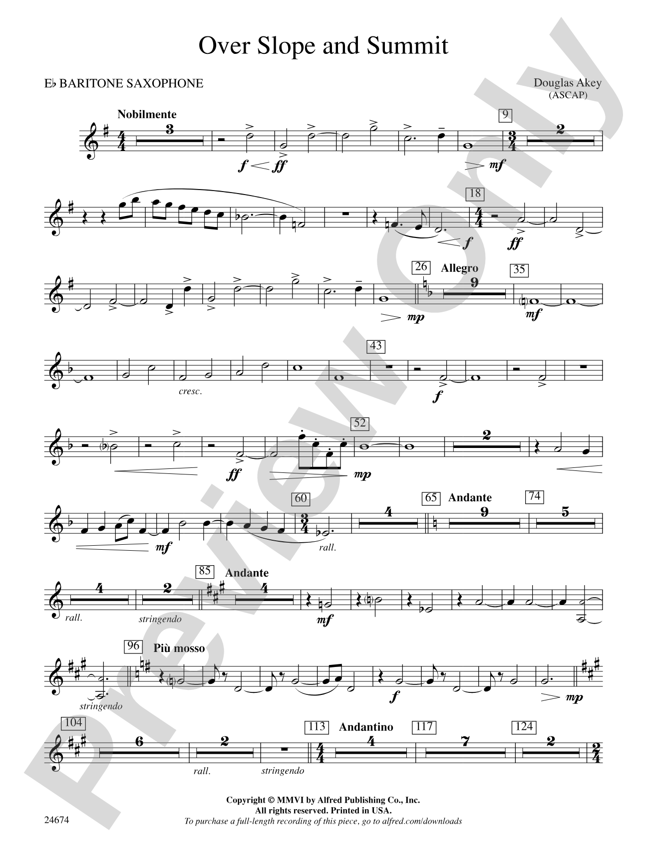 Over Slope and Summit: E-flat Baritone Saxophone