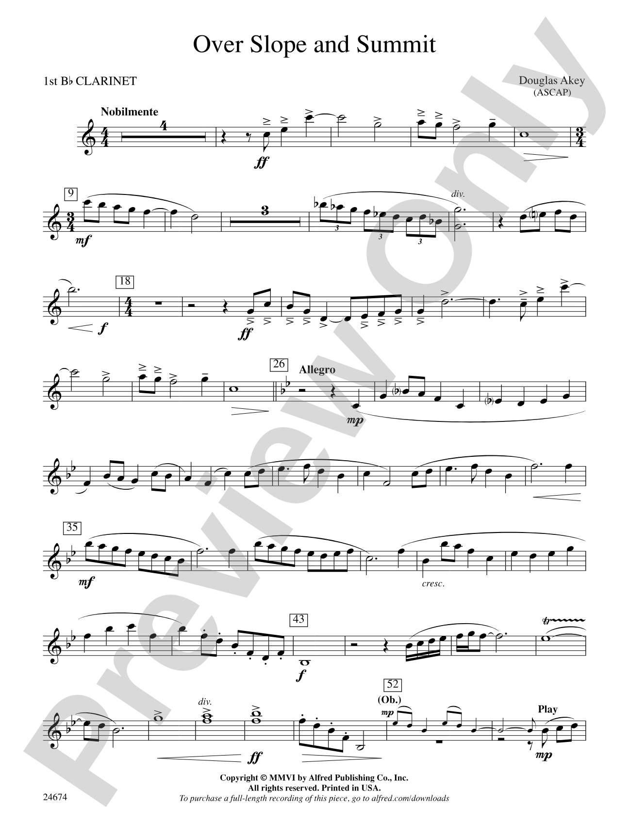 Over Slope and Summit: 1st B-flat Clarinet