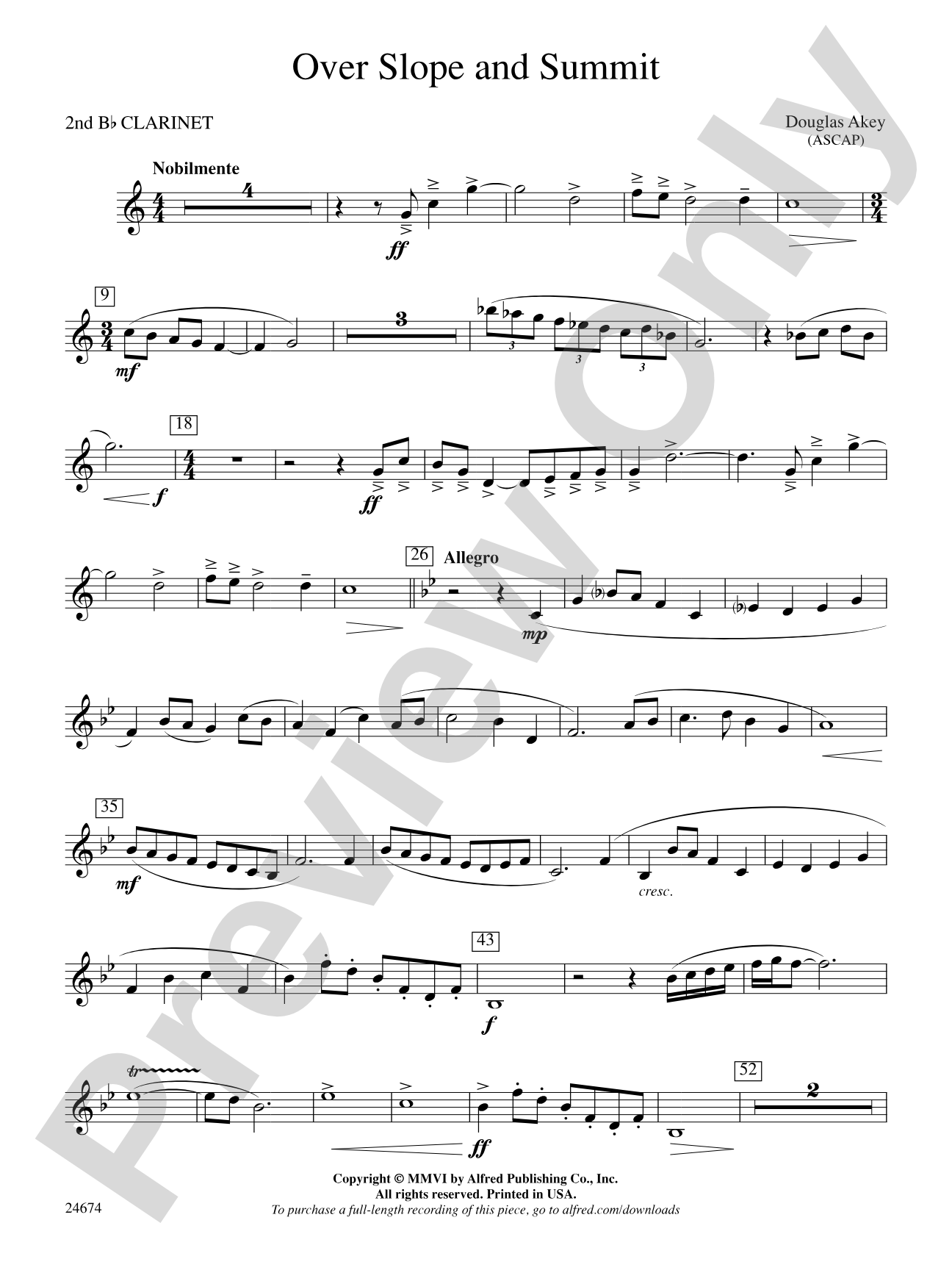 Over Slope and Summit: 2nd B-flat Clarinet