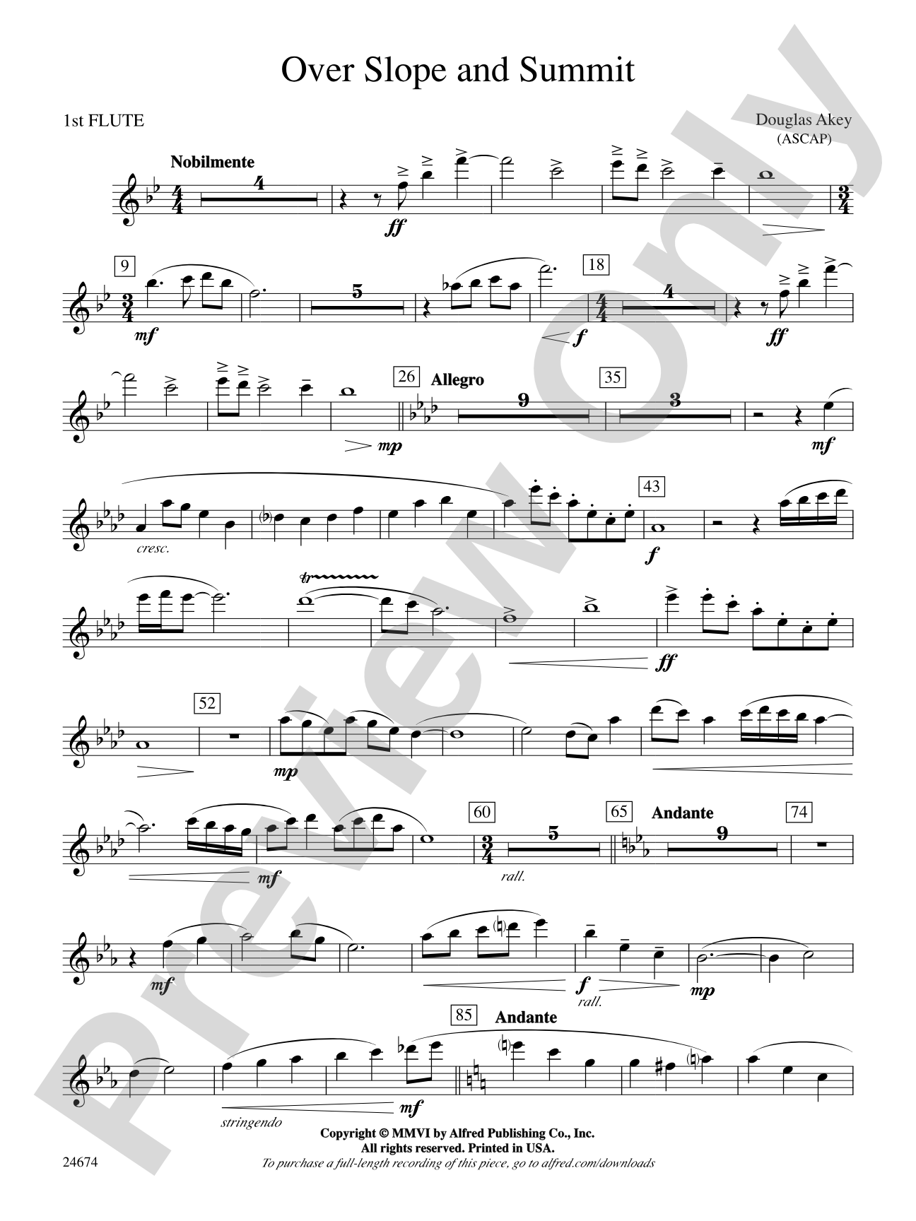 Over Slope and Summit: Flute