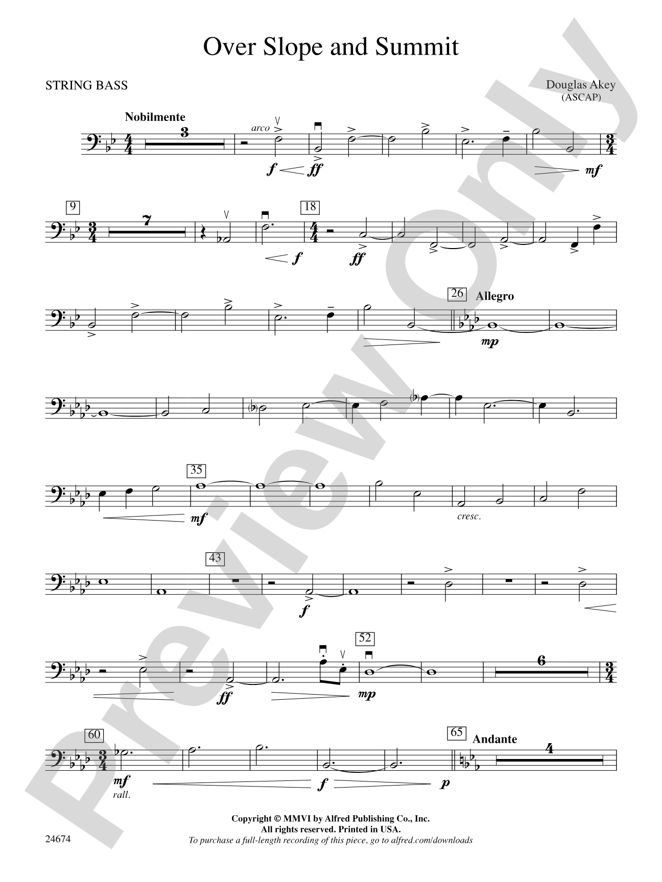 Over Slope and Summit: String Bass