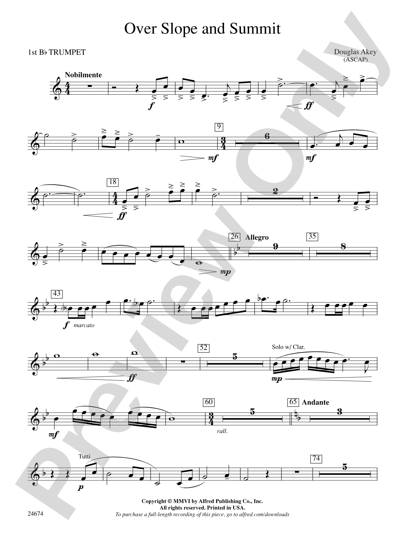 Over Slope and Summit: 1st B-flat Trumpet