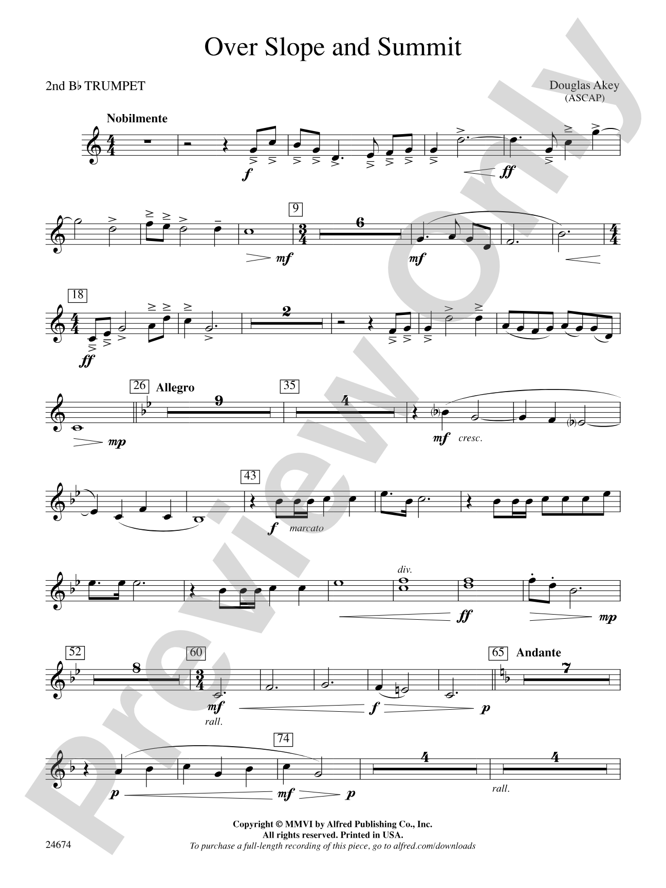Over Slope and Summit: 2nd B-flat Trumpet