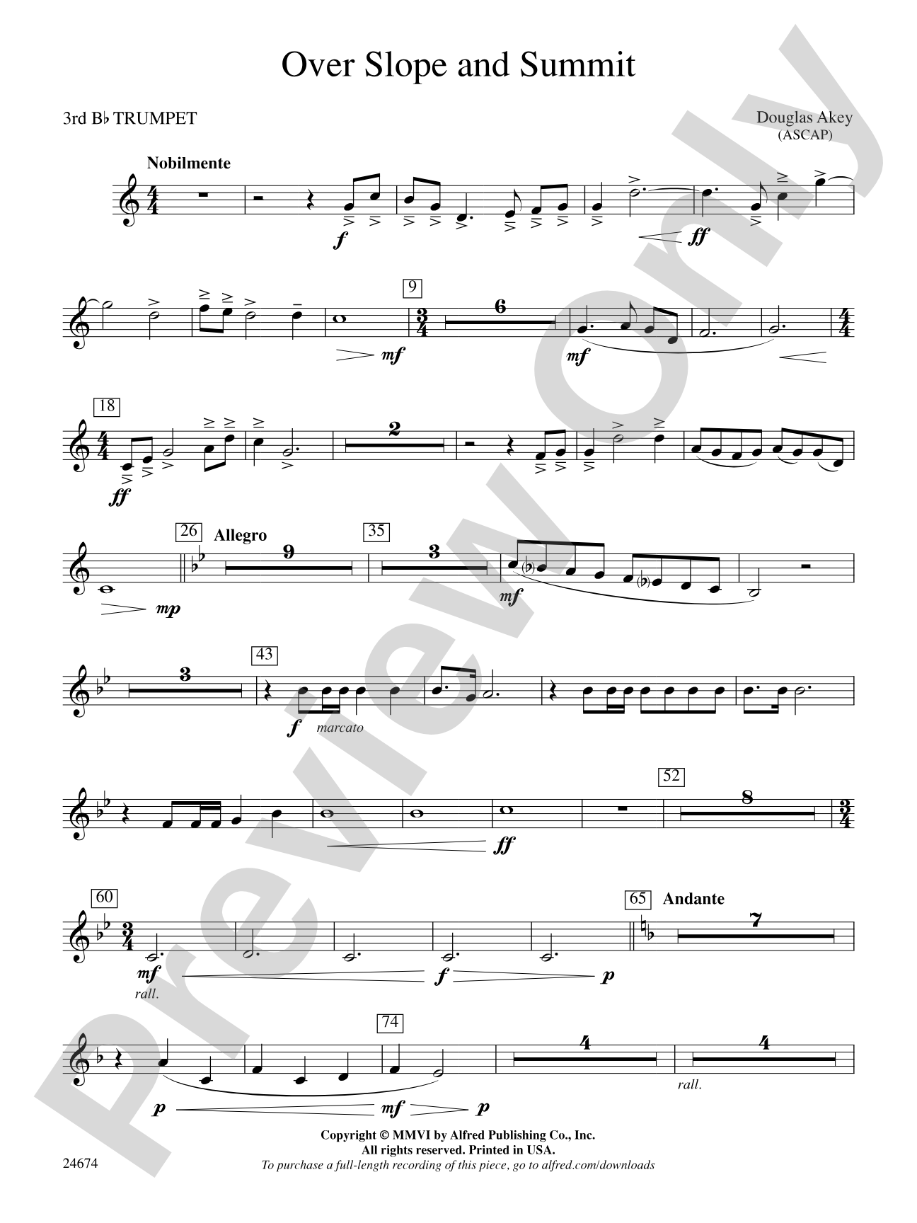 Over Slope and Summit: 3rd B-flat Trumpet