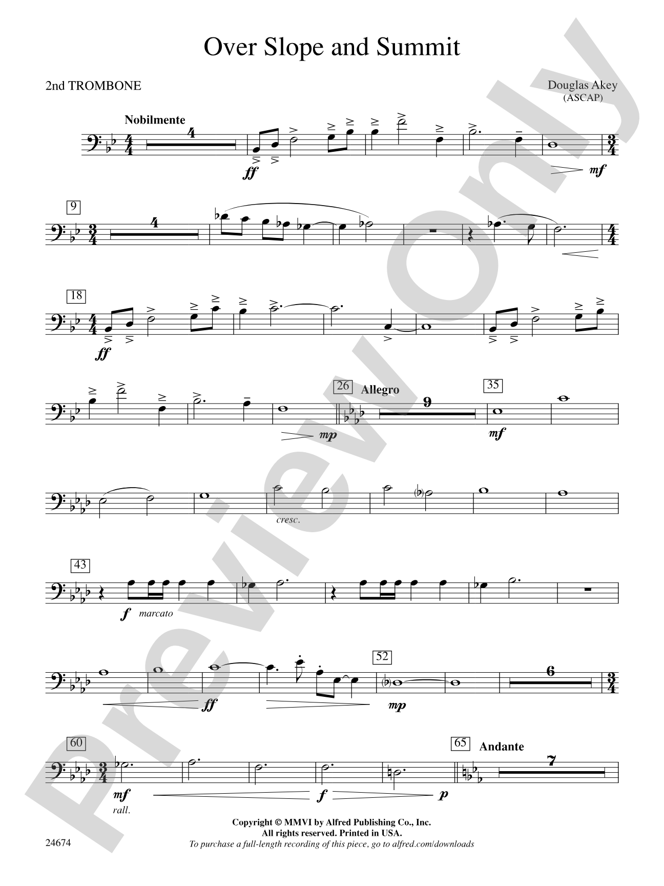 Over Slope and Summit: 2nd Trombone