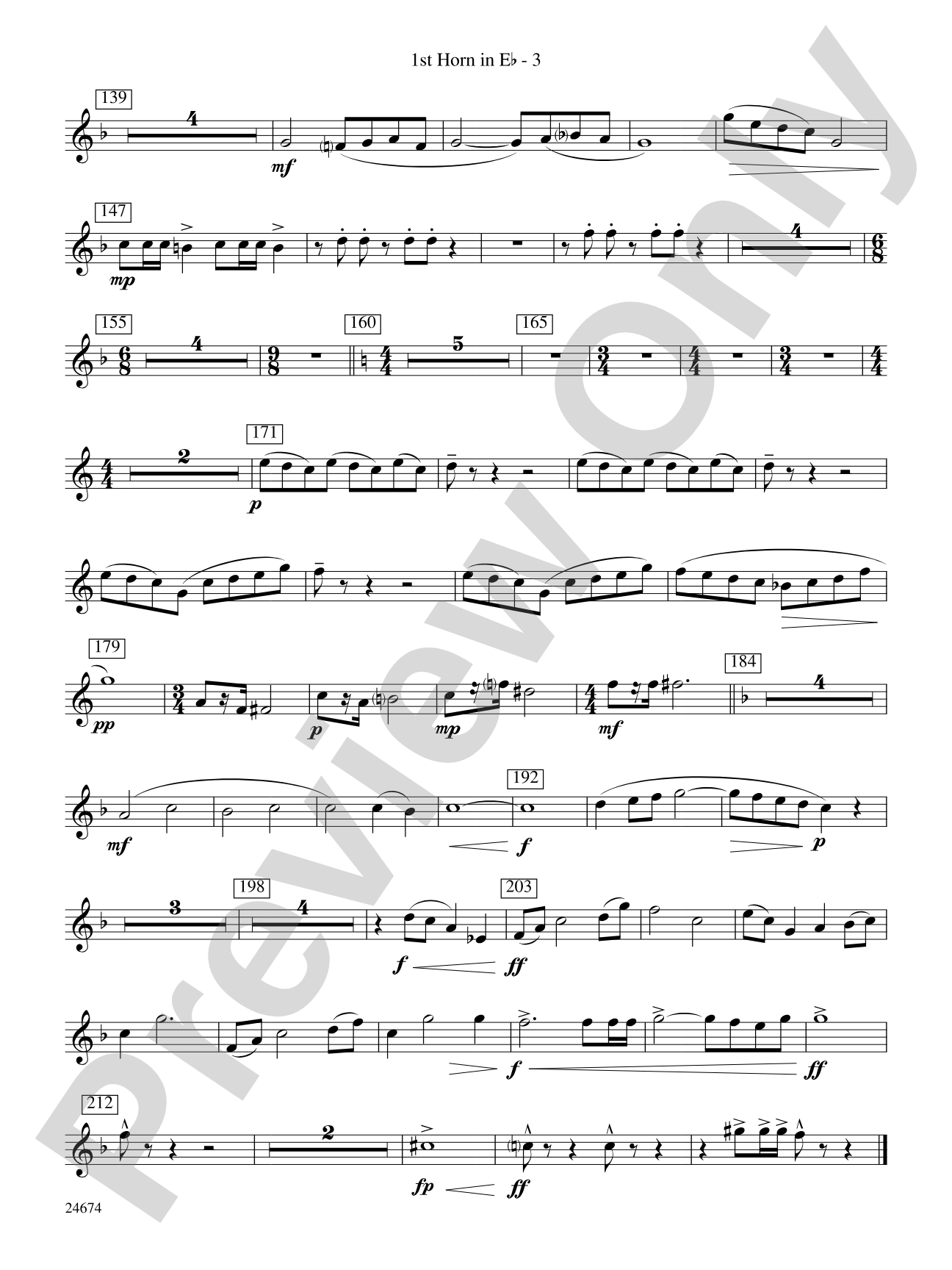 Over Slope and Summit: (wp) 1st Horn in E-flat