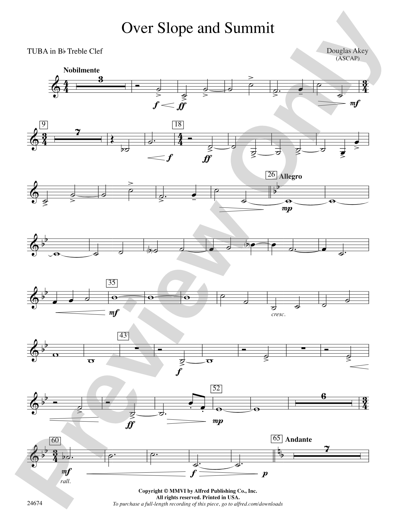 Over Slope and Summit: (wp) B-flat Tuba T.C.