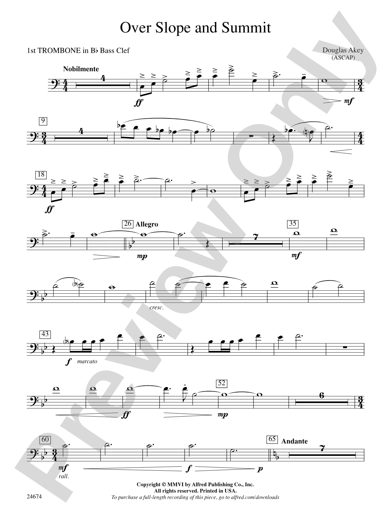 Over Slope and Summit: (wp) 1st B-flat Trombone B.C.